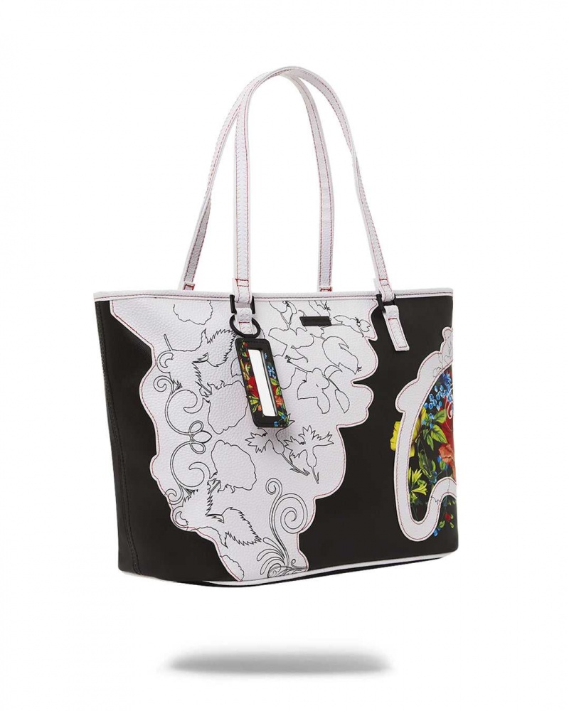 Sprayground Bag THE FLORAL CUT TOTE Black | LBGSV4057