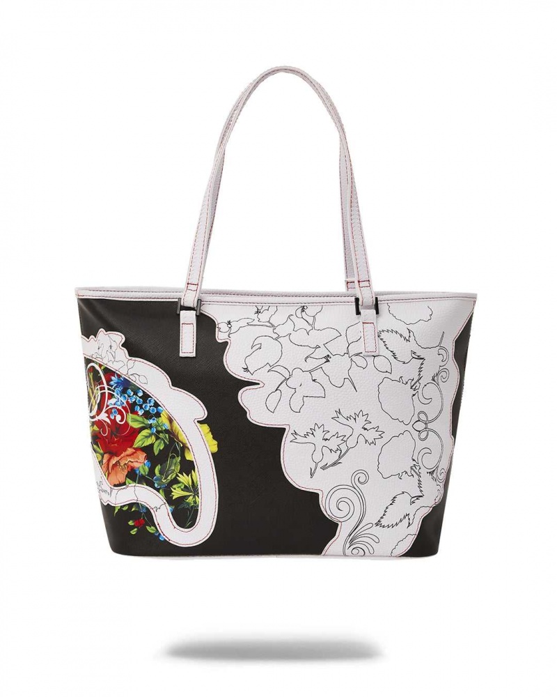 Sprayground Bag THE FLORAL CUT TOTE Black | LBGSV4057