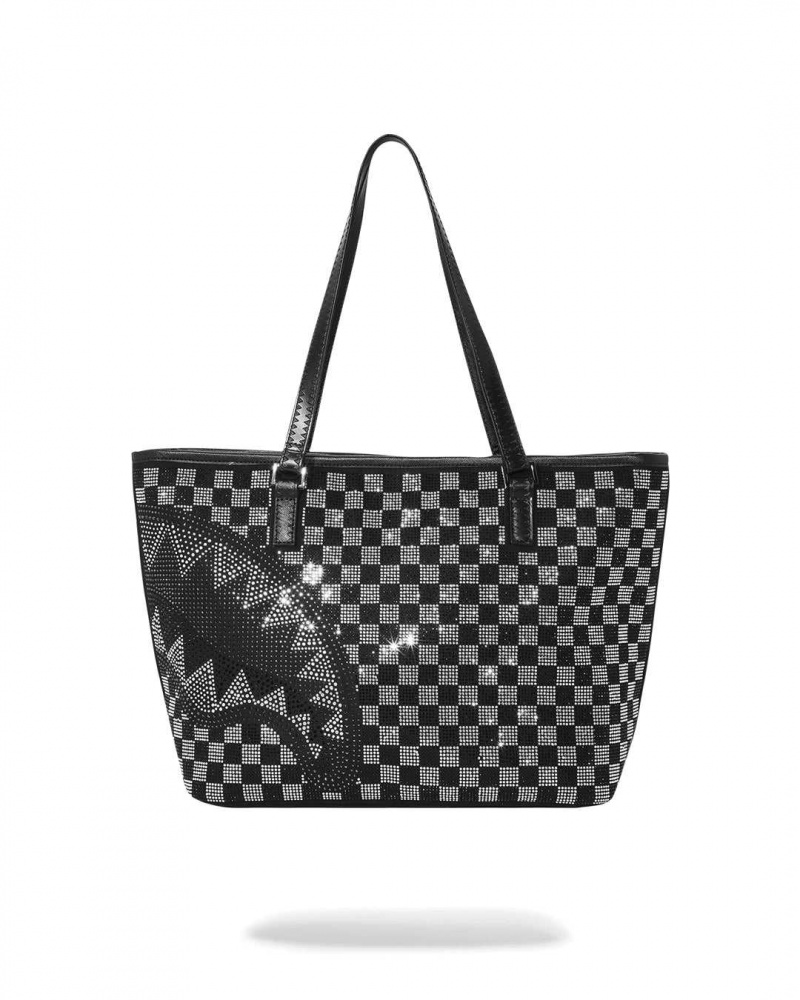 Sprayground Bag TRINITY CHECKERED TOTE BAG Black | KJOMR4015