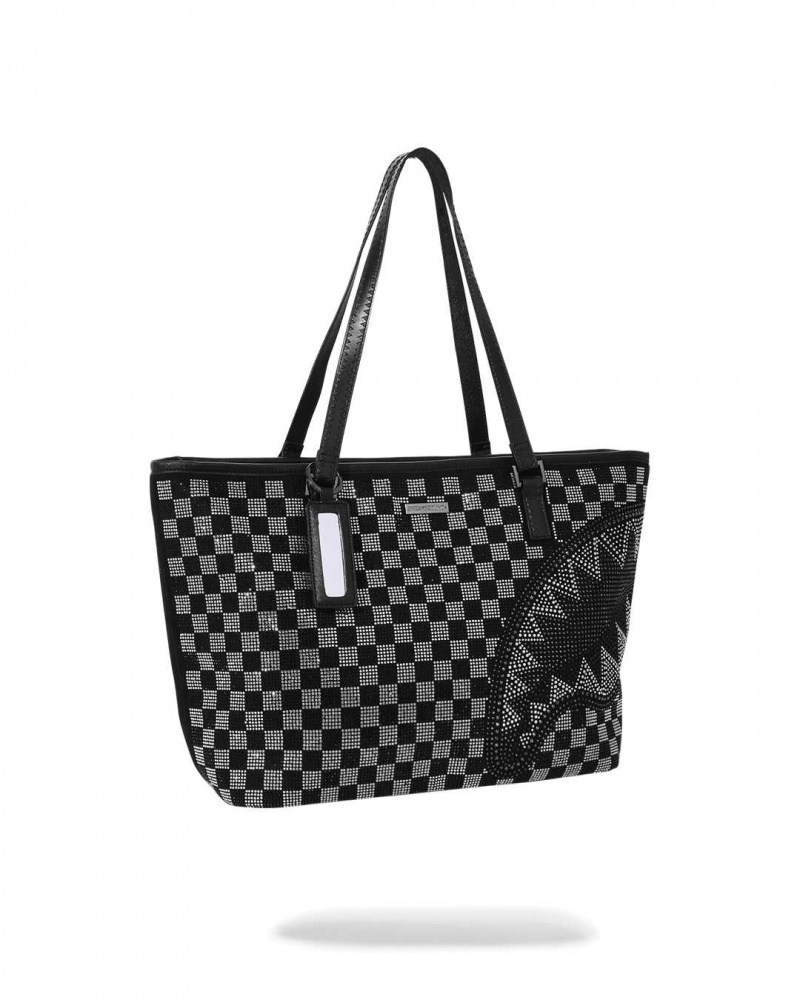 Sprayground Bag TRINITY CHECKERED TOTE BAG Black | KJOMR4015