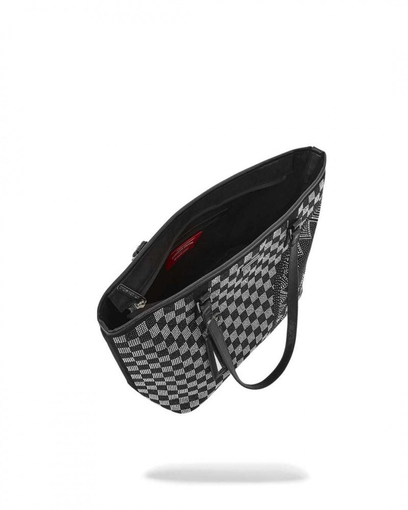 Sprayground Bag TRINITY CHECKERED TOTE BAG Black | KJOMR4015