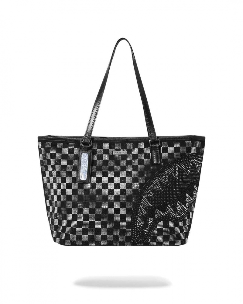 Sprayground Bag TRINITY CHECKERED TOTE BAG Black | KJOMR4015