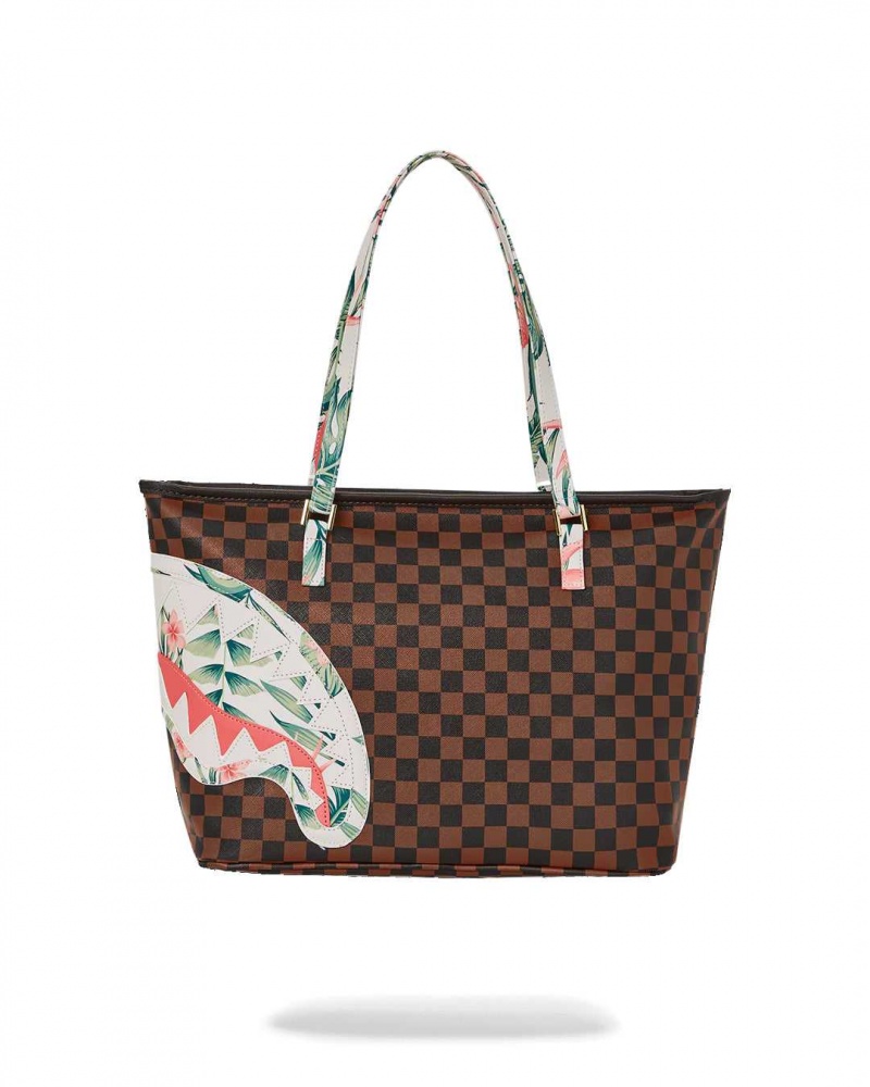 Sprayground Bag TROPICAL FLORAL TOTE Brown | PLQRU4780