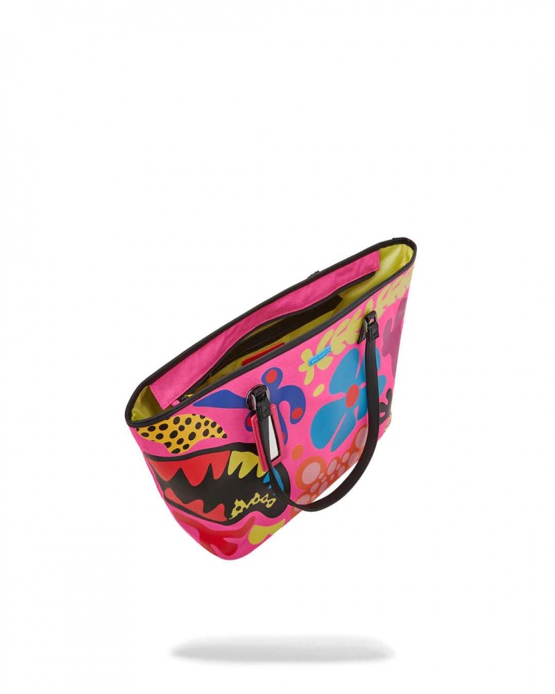 Sprayground Bag WILD FLORA TOTE Fuchsia | XQYUD3789