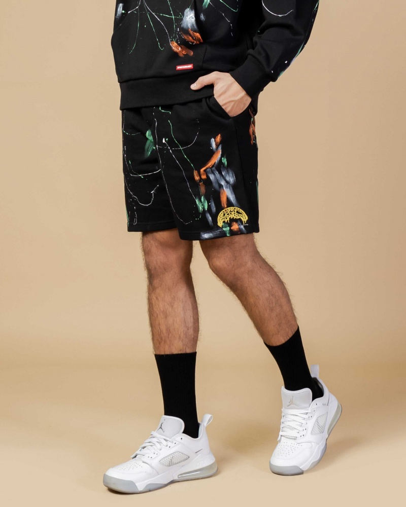 Sprayground Bermuda PAINT SPLAT KNIT SHORTS Black | HSZAC0639