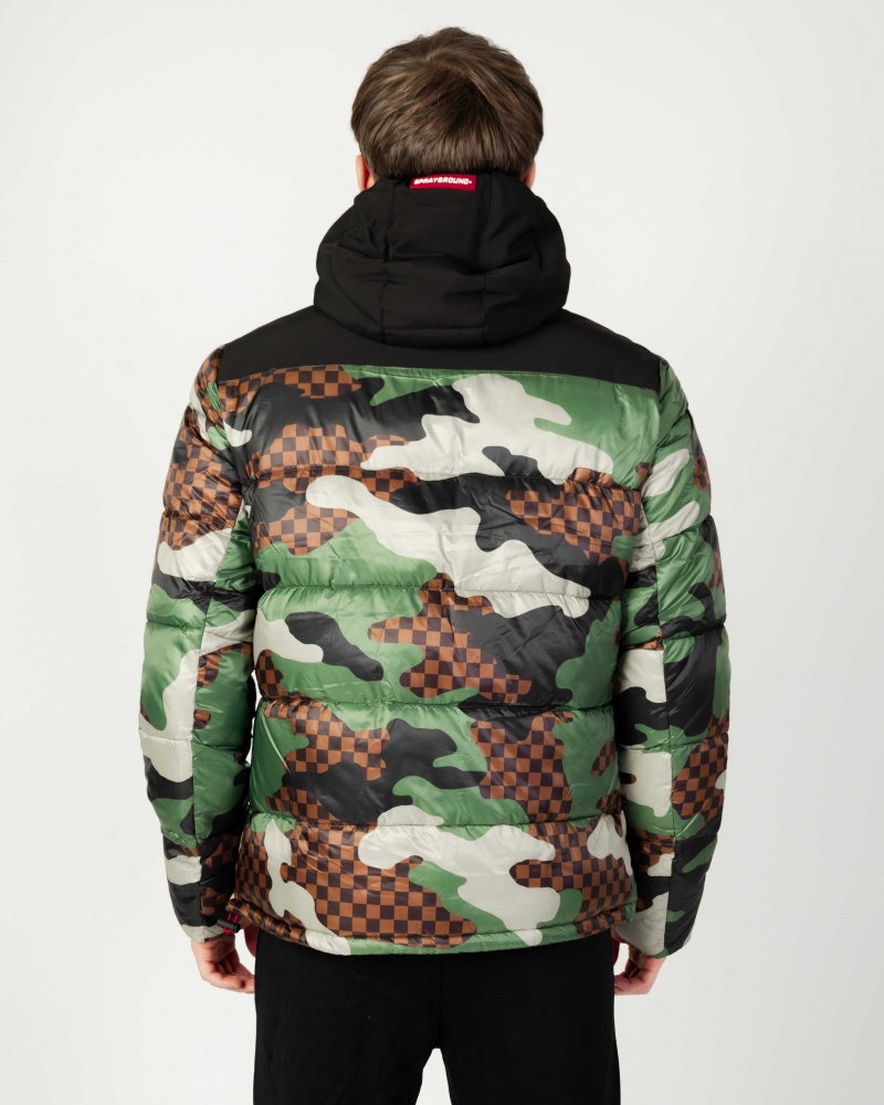 Sprayground Down Jacket DOWN JACKET CHECKERED Brown | TEMJA9472