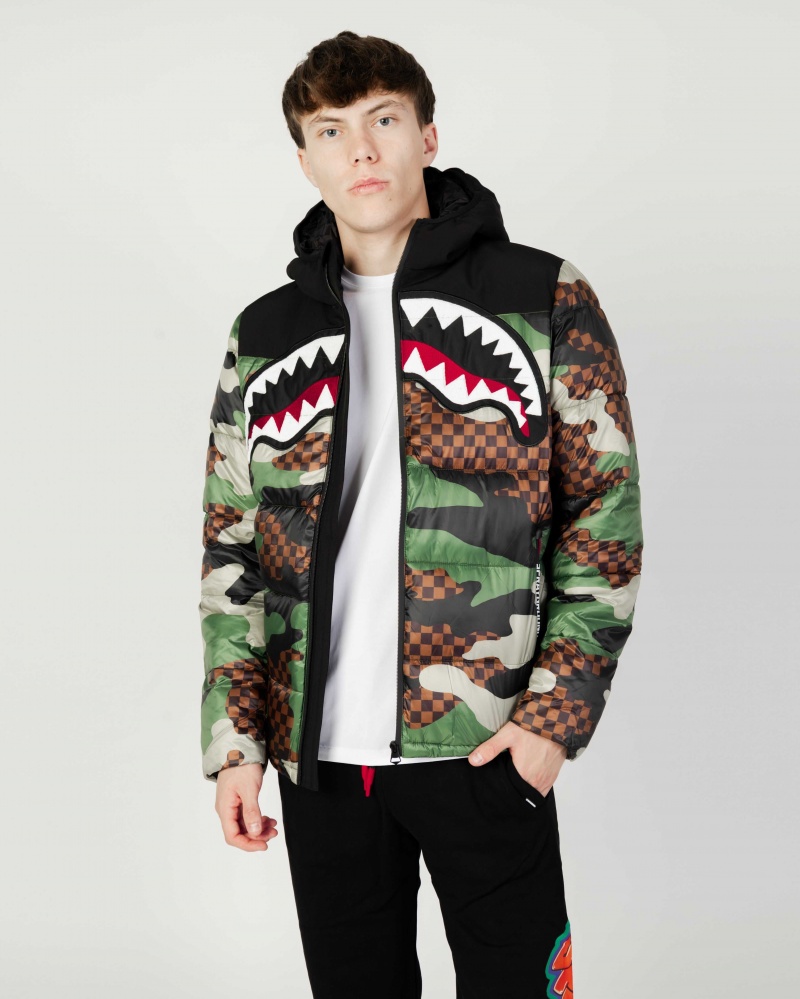 Sprayground Down Jacket DOWN JACKET CHECKERED Brown | TEMJA9472