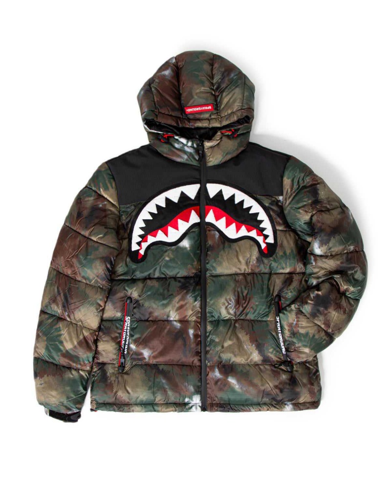 Sprayground Down Jacket SG CAMOSHARK Green | CWRZA1328