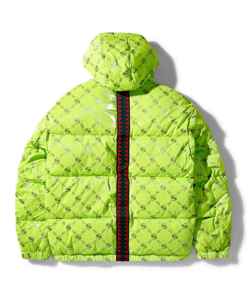 Sprayground Down Jacket SG LOGO GLOSSY MATTE PUFFER JACKET Green | IXLZG6159