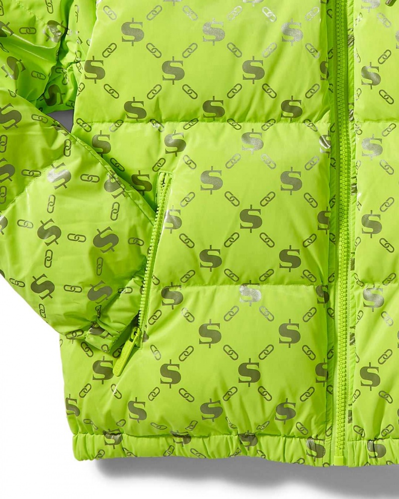 Sprayground Down Jacket SG LOGO GLOSSY MATTE PUFFER JACKET Green | IXLZG6159