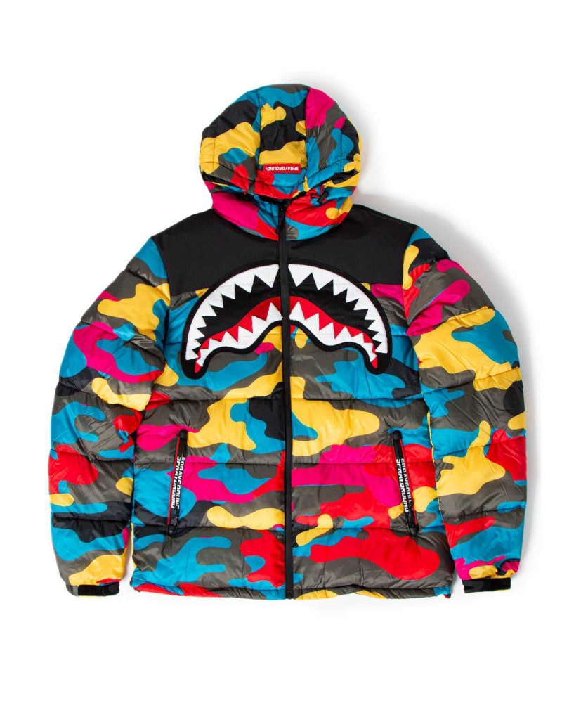 Sprayground Down Jacket SG TYEDYE Camo Yellow | ZIWOA7938