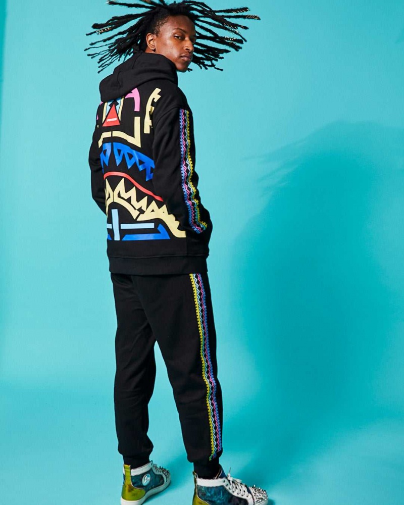 Sprayground Hoodie AI TRIBAL NEON - ELECTRIC NEON HOODIE Black | OMEGI2063