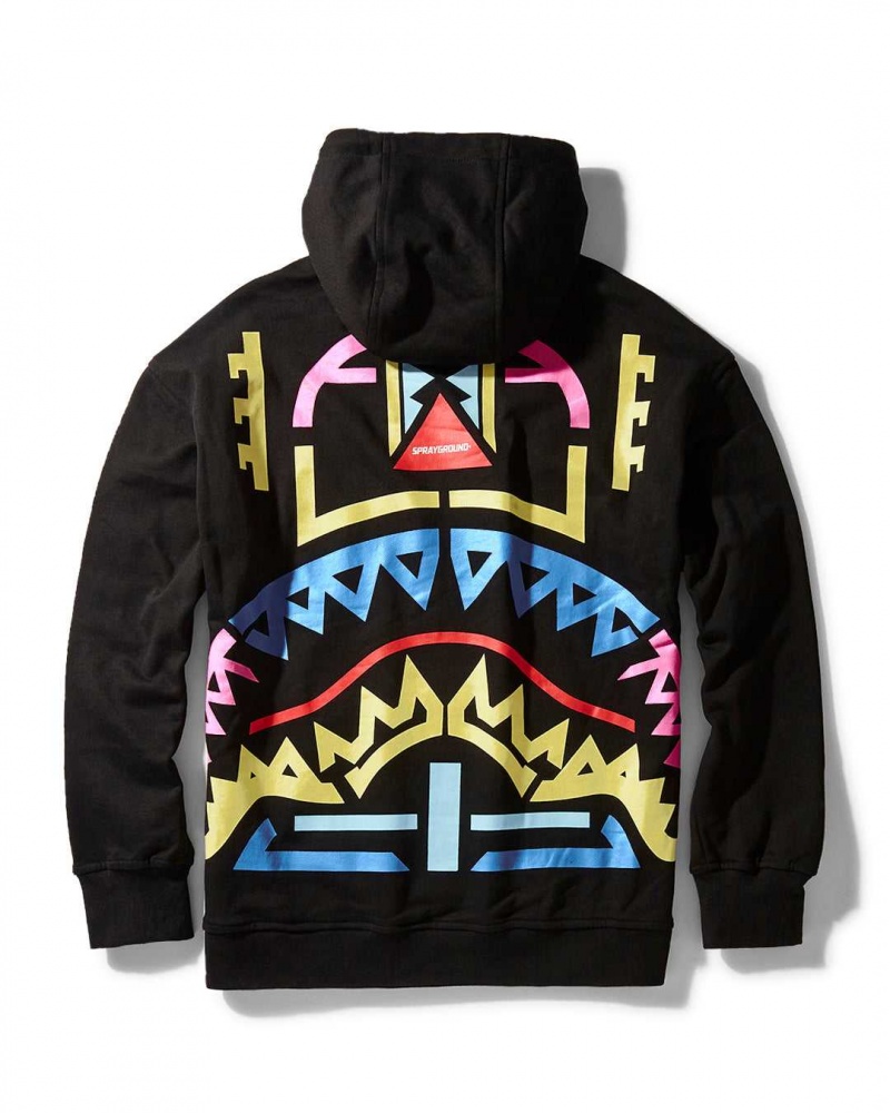 Sprayground Hoodie AI TRIBAL NEON - ELECTRIC NEON HOODIE Black | OMEGI2063