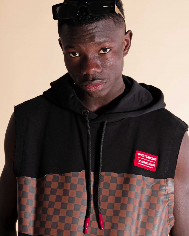 Sprayground Hoodie ANDRE CHECKERED HOODIE Black | LHUNQ0936