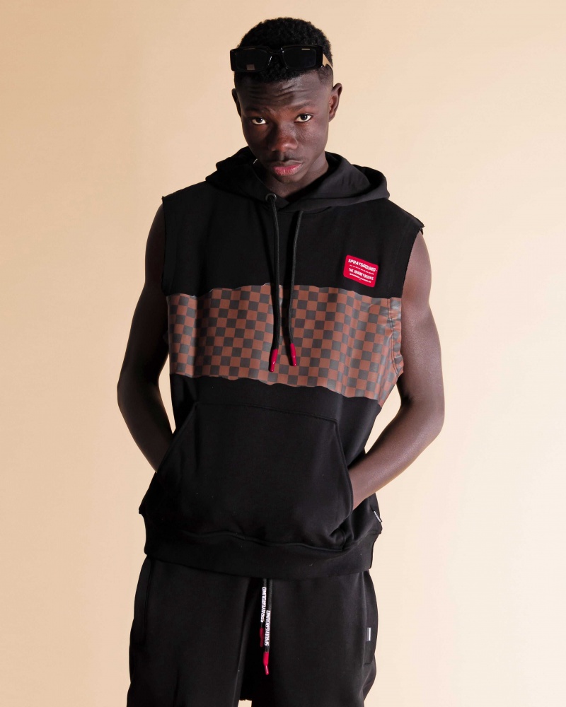 Sprayground Hoodie ANDRE CHECKERED HOODIE Black | LHUNQ0936