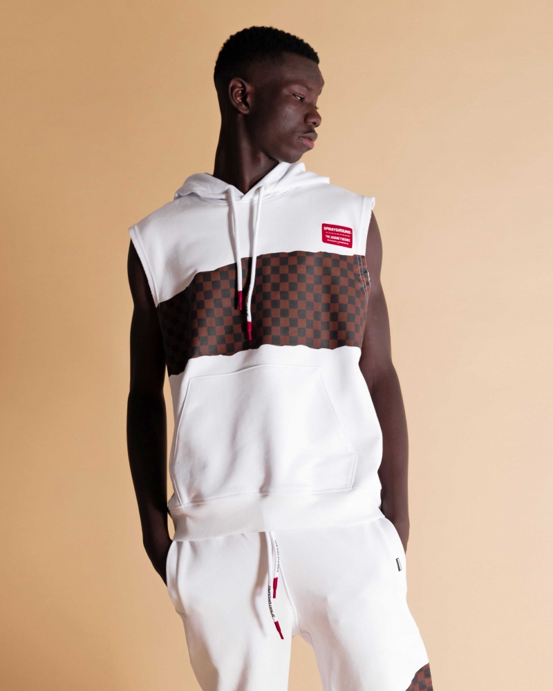 Sprayground Hoodie ANDRE CHECKERED HOODIE White | GLFHV5369