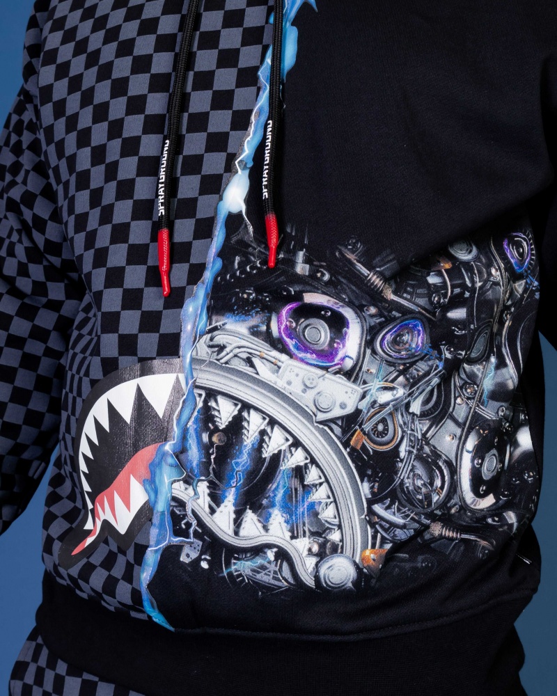 Sprayground Hoodie ELECTRIC SHARKTRONICS Grey | WESHD7536