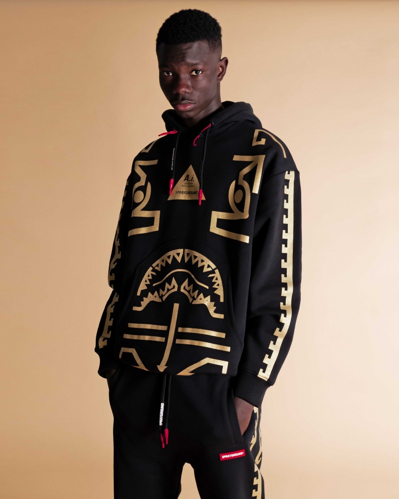 Sprayground Hoodie GOLDEN A.I Black | QUBKS8324