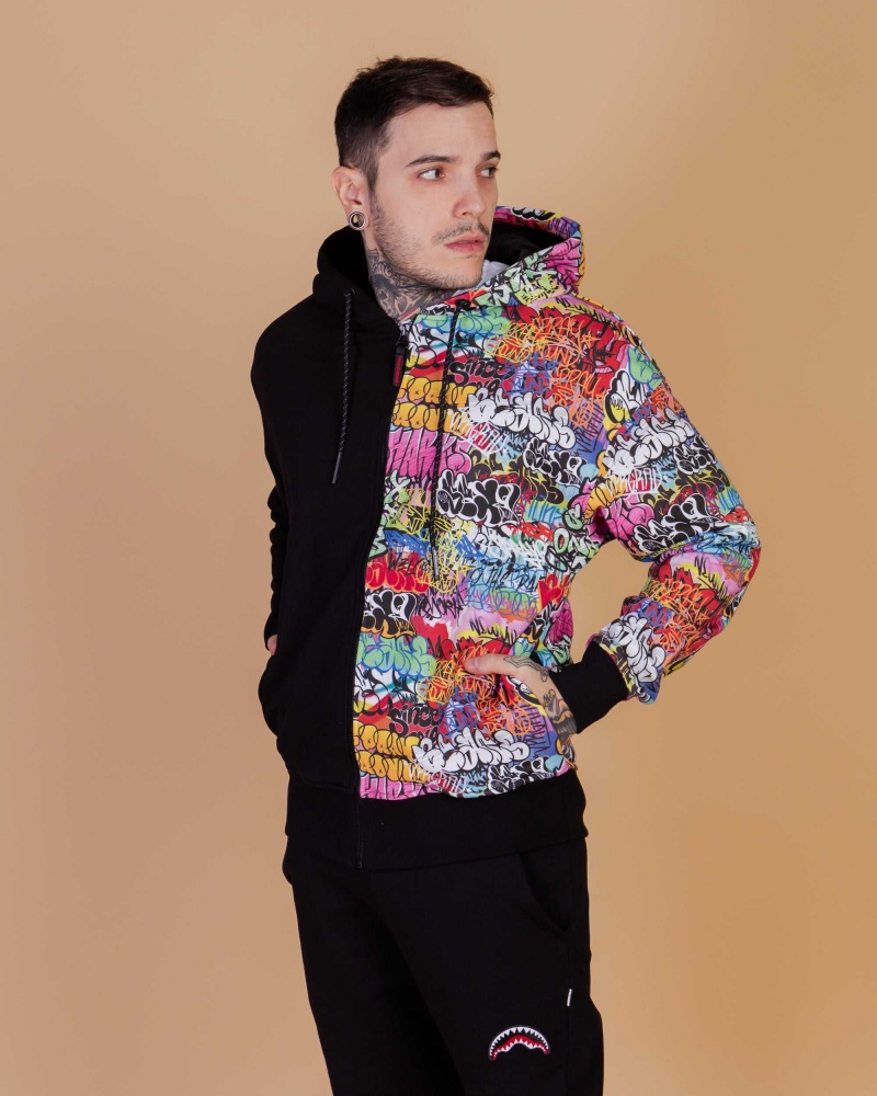 Sprayground Hoodie HALF GRAFF HOODIE Black | MIUER0613