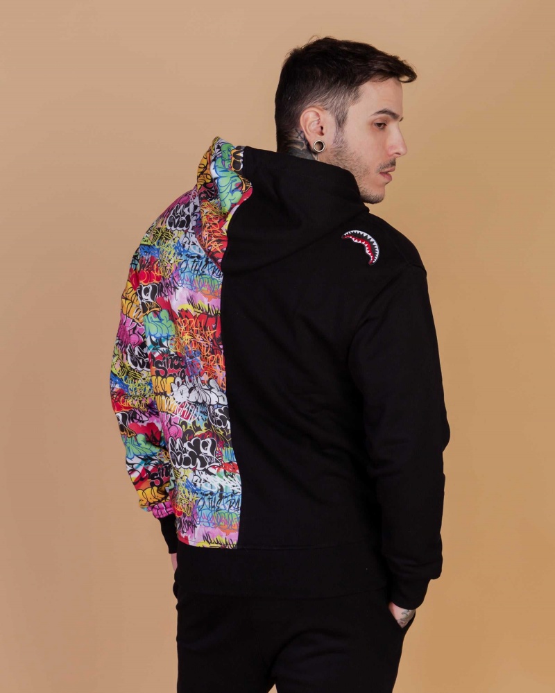 Sprayground Hoodie HALF GRAFF HOODIE Black | MIUER0613