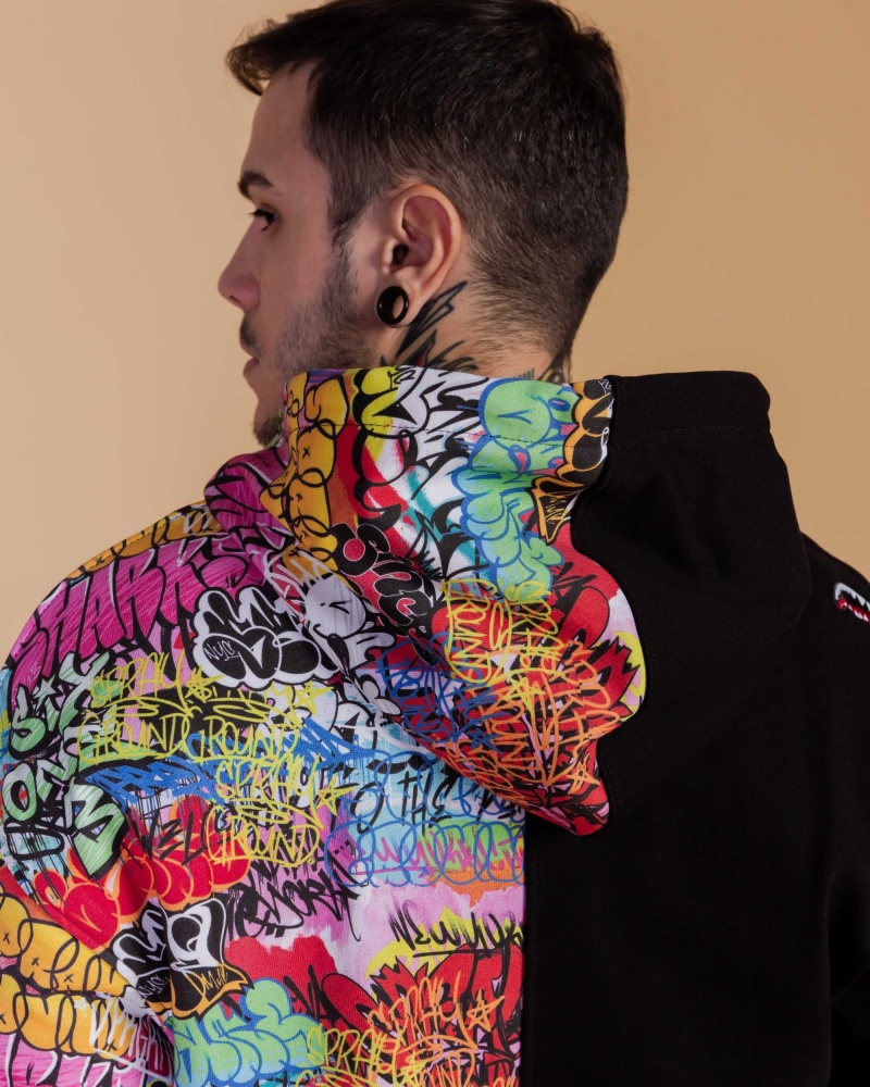 Sprayground Hoodie HALF GRAFF HOODIE Black | MIUER0613