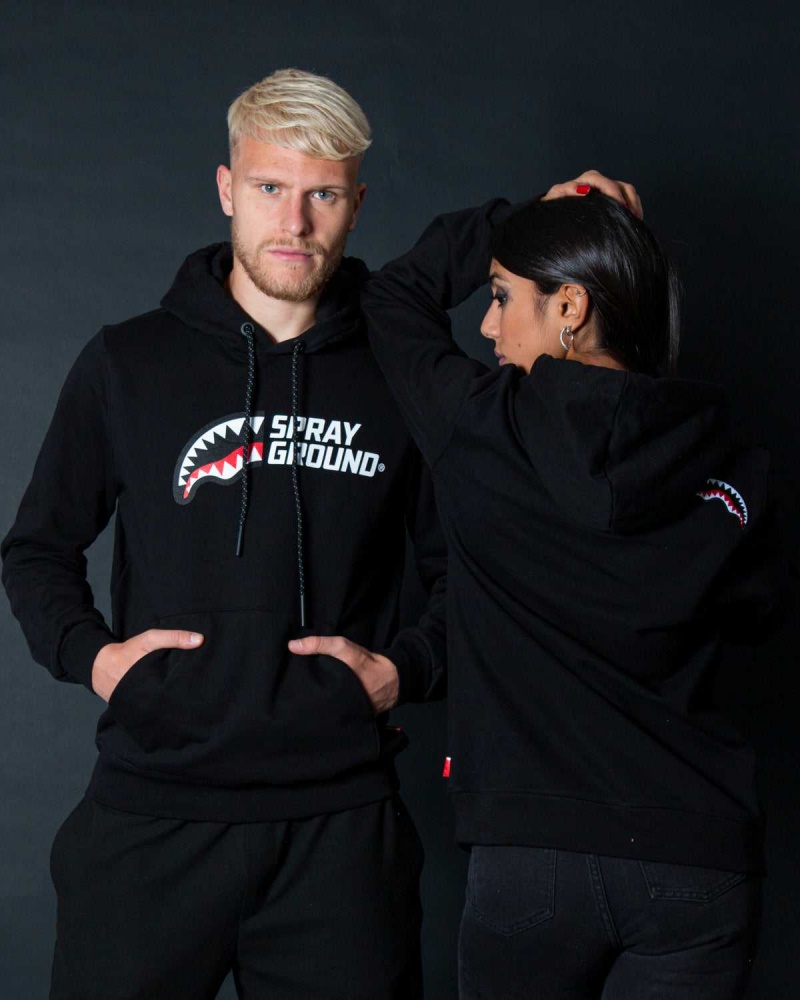 Sprayground Hoodie HALF LOGO HOODIE Black | PLFAW8795