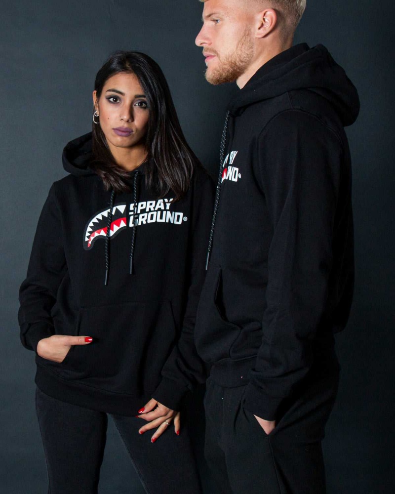 Sprayground Hoodie HALF LOGO HOODIE Black | PLFAW8795