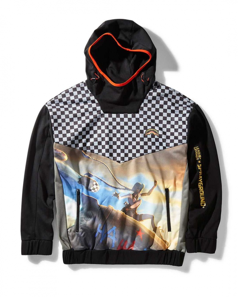 Sprayground Hoodie LOL JINX CHECKERED ZIP HOODIE Black | VPSUH4896