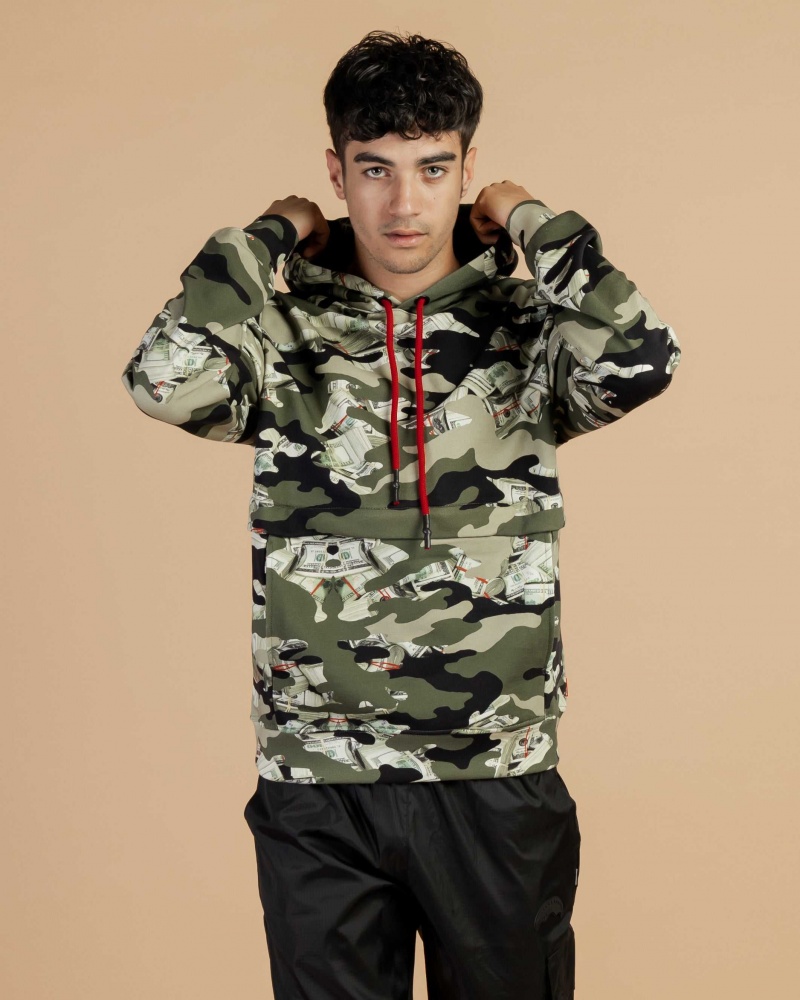 Sprayground Hoodie MONEY Camo Green | NVHWB5830