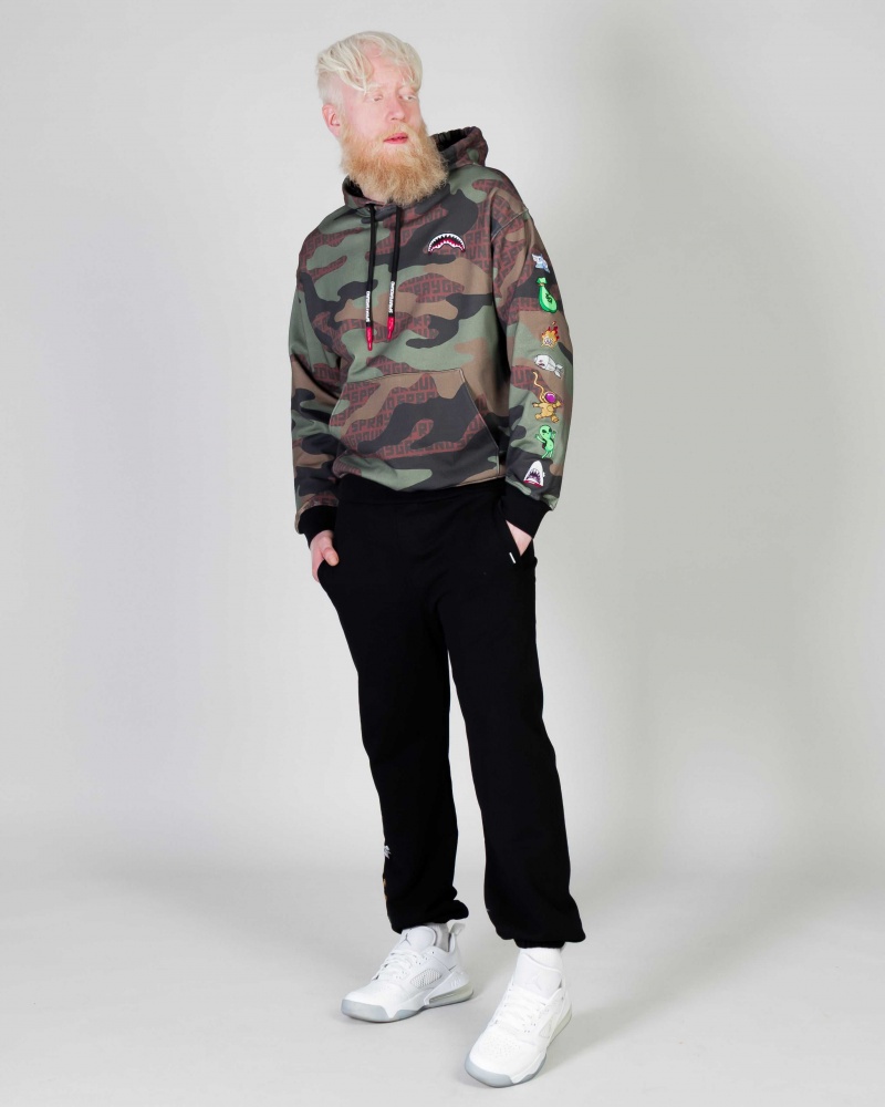 Sprayground Hoodie PATCHES Camo Green | UPXNB0543