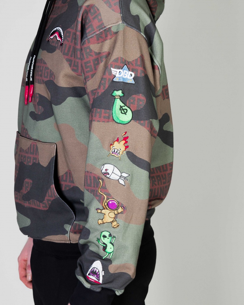 Sprayground Hoodie PATCHES Camo Green | UPXNB0543