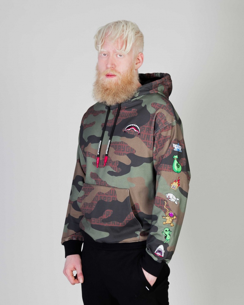 Sprayground Hoodie PATCHES Camo Green | UPXNB0543