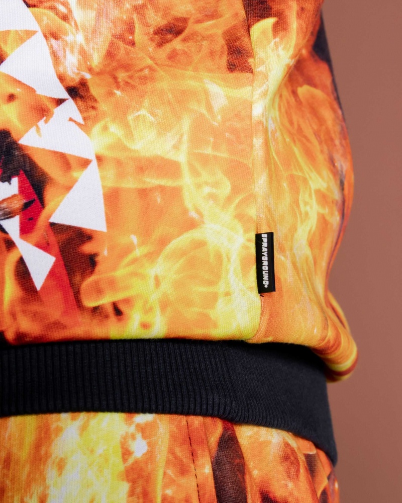 Sprayground Hoodie SHARK ON FIRE Black | DFCME3291