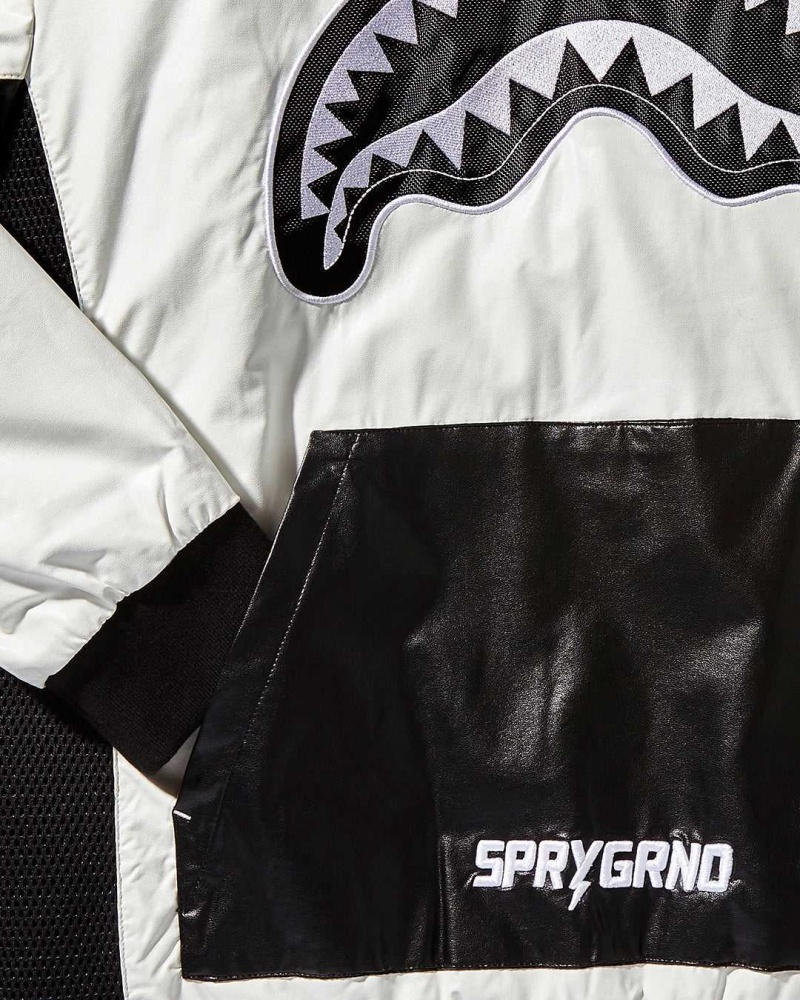 Sprayground Hoodie VIP - COLORBLOCK MOTO HOODIE PULLOVER White | HPCOK5369