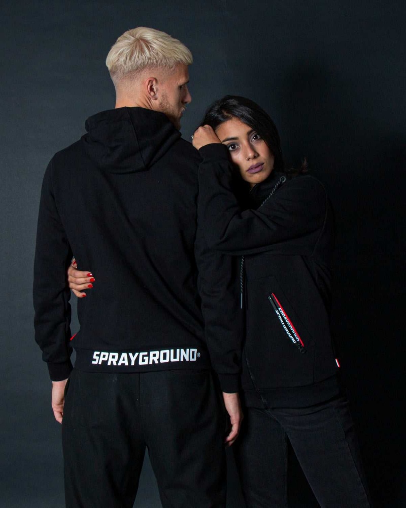 Sprayground Hoodie ZIP LOGO BACK Black | SPWJF4705