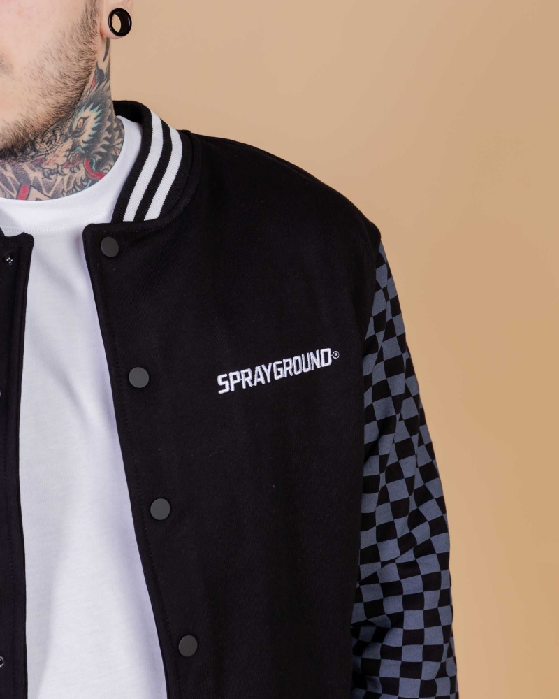 Sprayground Jacket CHECKERED VARSITY Grey | PXUIS0289