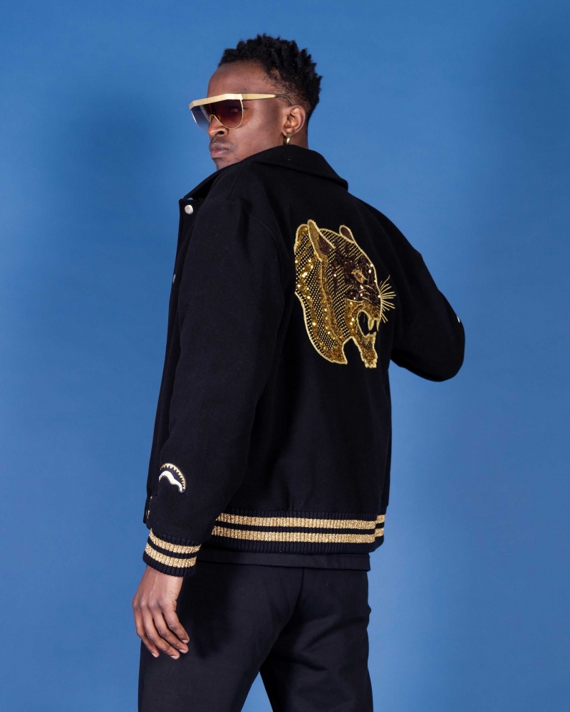 Sprayground Jacket GOLDEN TIGER VARSITY Black | BSFDX8423