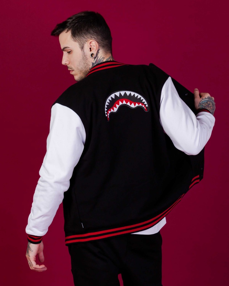 Sprayground Jacket N VARSITY Black White Black | ZLBWE7035