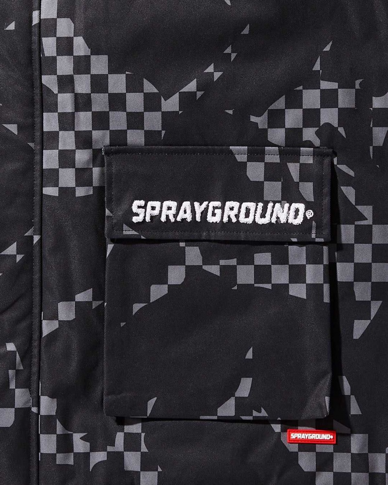 Sprayground Jacket SHARK FUR HOOD JACKET Camo Black | AEMSY9264