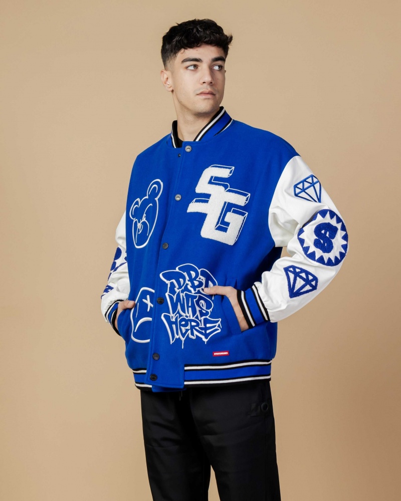 Sprayground Jacket VARSITY MONEY JACKET Blue | BKUNQ6957