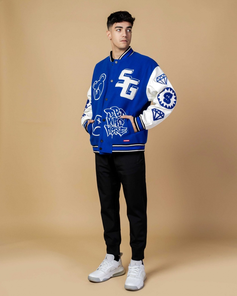 Sprayground Jacket VARSITY MONEY JACKET Blue | BKUNQ6957