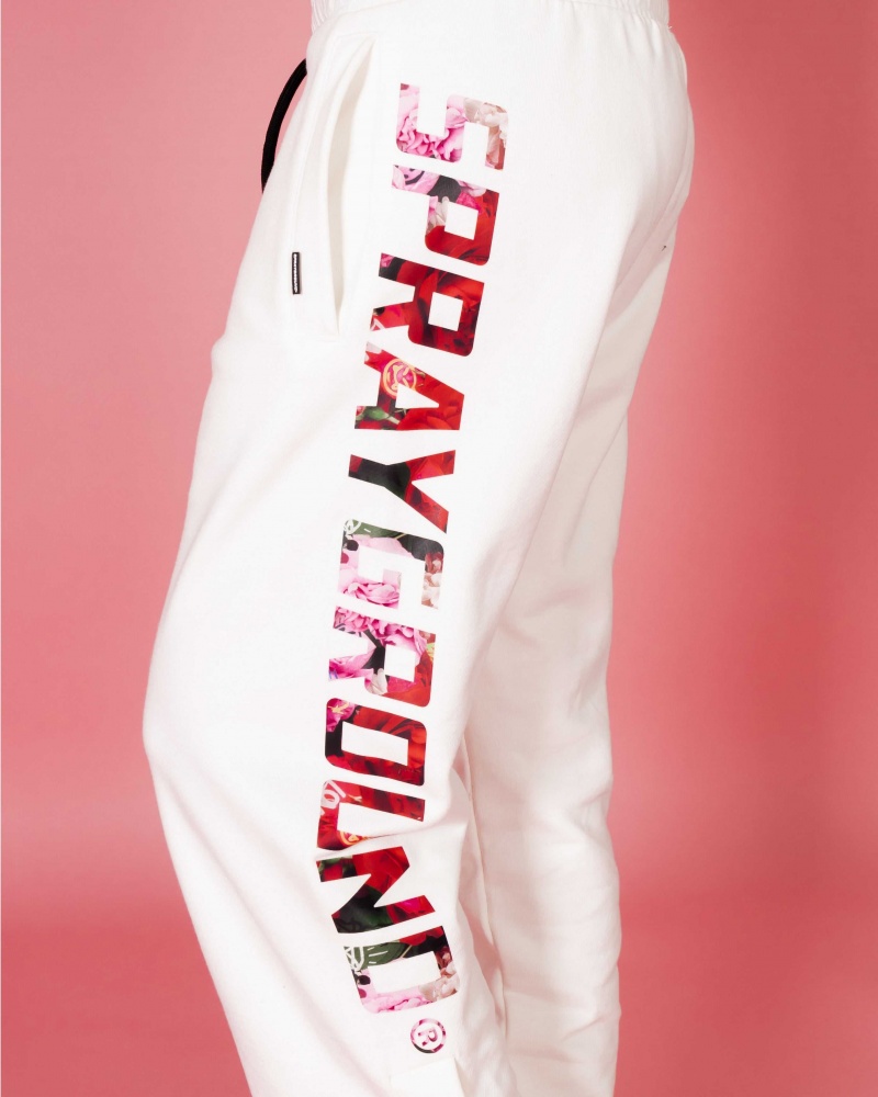 Sprayground Joggers VANDALIZED PEONIES White | FKNUG3564