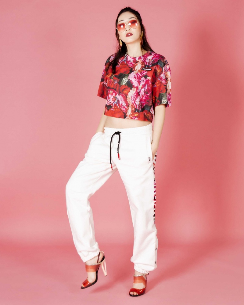 Sprayground Joggers VANDALIZED PEONIES White | FKNUG3564