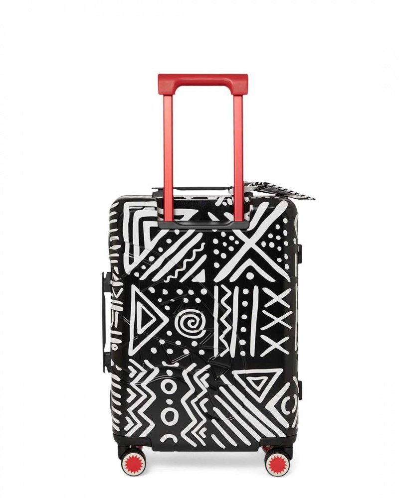 Sprayground Luggage Ai TRIBAL COURTURE SHARK SHAPED CARRYON Black | PYUZT2193