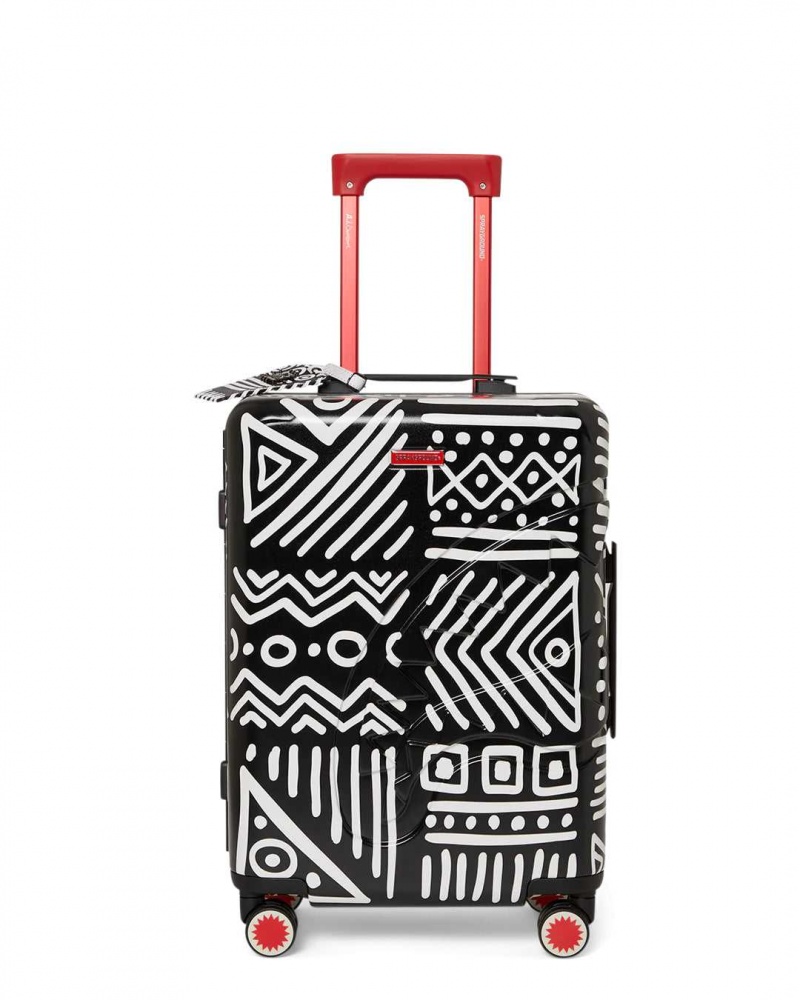 Sprayground Luggage Ai TRIBAL COURTURE SHARK SHAPED CARRYON Black | PYUZT2193