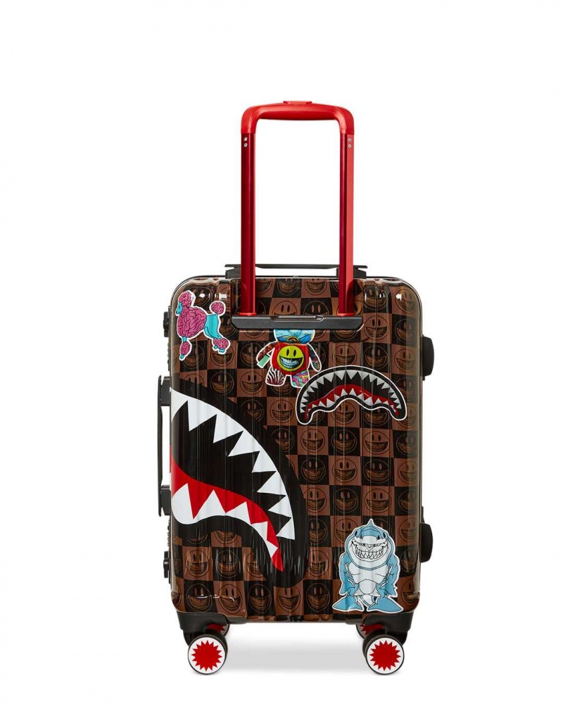 Sprayground Luggage RON ENGLISH GLOBUL MOGUL CARRY ON LUGGAGE Brown | CSABT9071