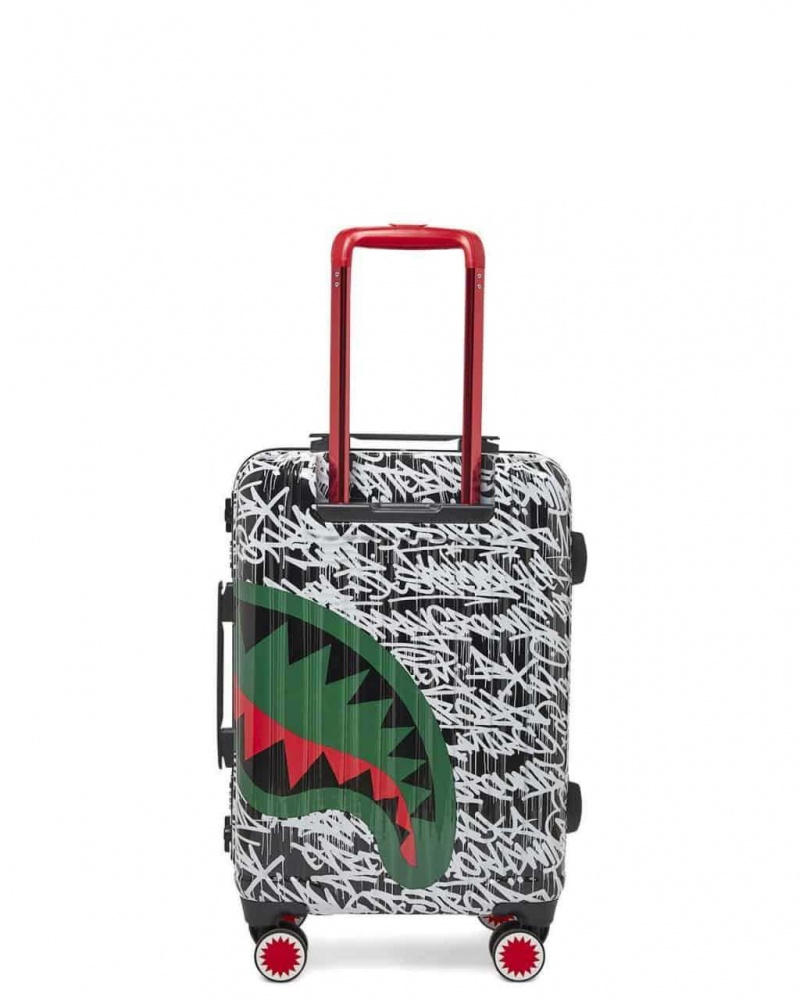 Sprayground Luggage SCRIBBLE SHARK HARD SHELL CARRY ON LUGGAGE Black | UYFRJ5698