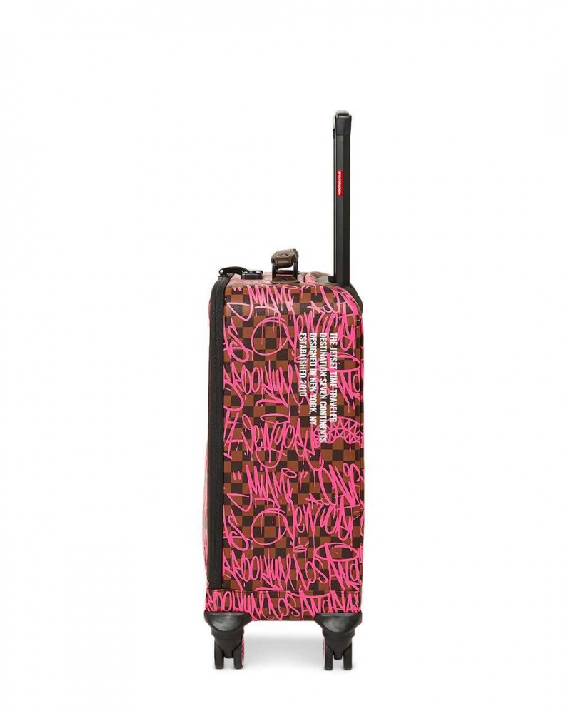 Sprayground Luggage SHARKS IN NEW YORK CARRY-ON SOFT LUGGAGE Fuchsia | CGHZR7298