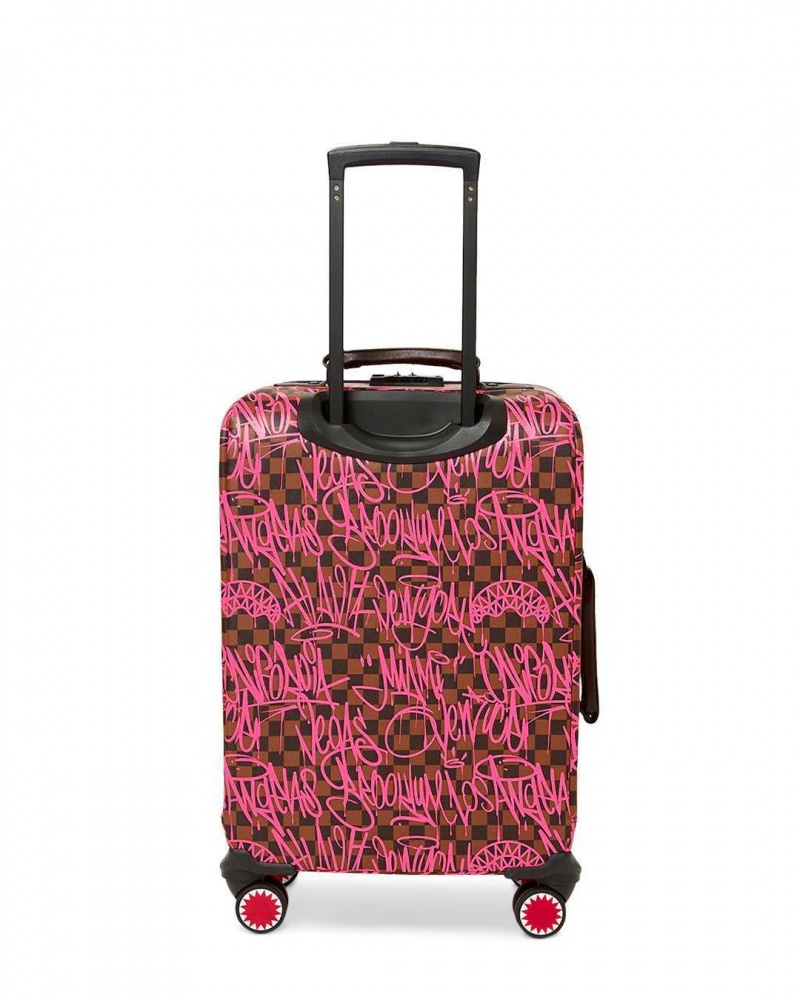 Sprayground Luggage SHARKS IN NEW YORK CARRY-ON SOFT LUGGAGE Fuchsia | CGHZR7298