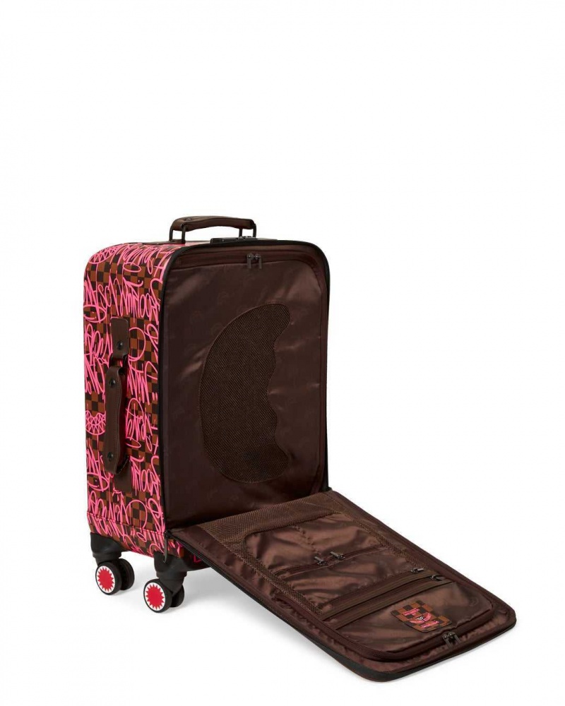 Sprayground Luggage SHARKS IN NEW YORK CARRY-ON SOFT LUGGAGE Fuchsia | CGHZR7298